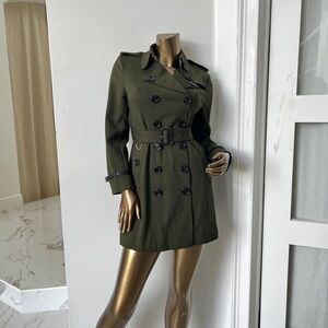 Brand New Metisu Army Olive Cotton Gabardine Mid-Length!